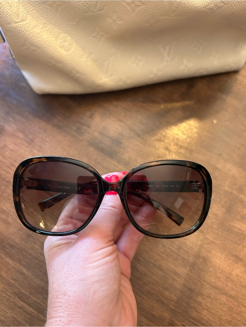 Calvin Klein Tortoiseshell Brown Gradient Oversized Sunglasses
